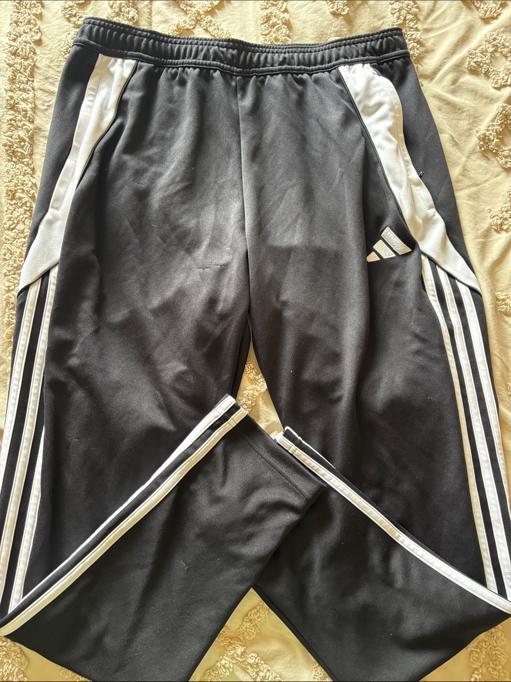 adidas Black and White Kids Joggers with Side Stripes